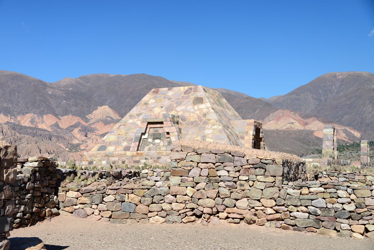 17 Restored Walls With Archaeologists Monument At Pucara de Tilcara In Quebrada De Humahuaca